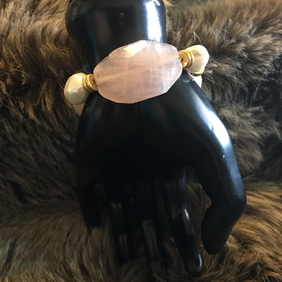 Faceted pink quartz mother of pearl bracelet - Picture 4 of 7